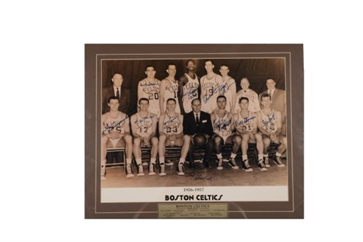1956-57 Boston Celtics Team Signed 16x20 Photo with Bill Russell and Auerbach